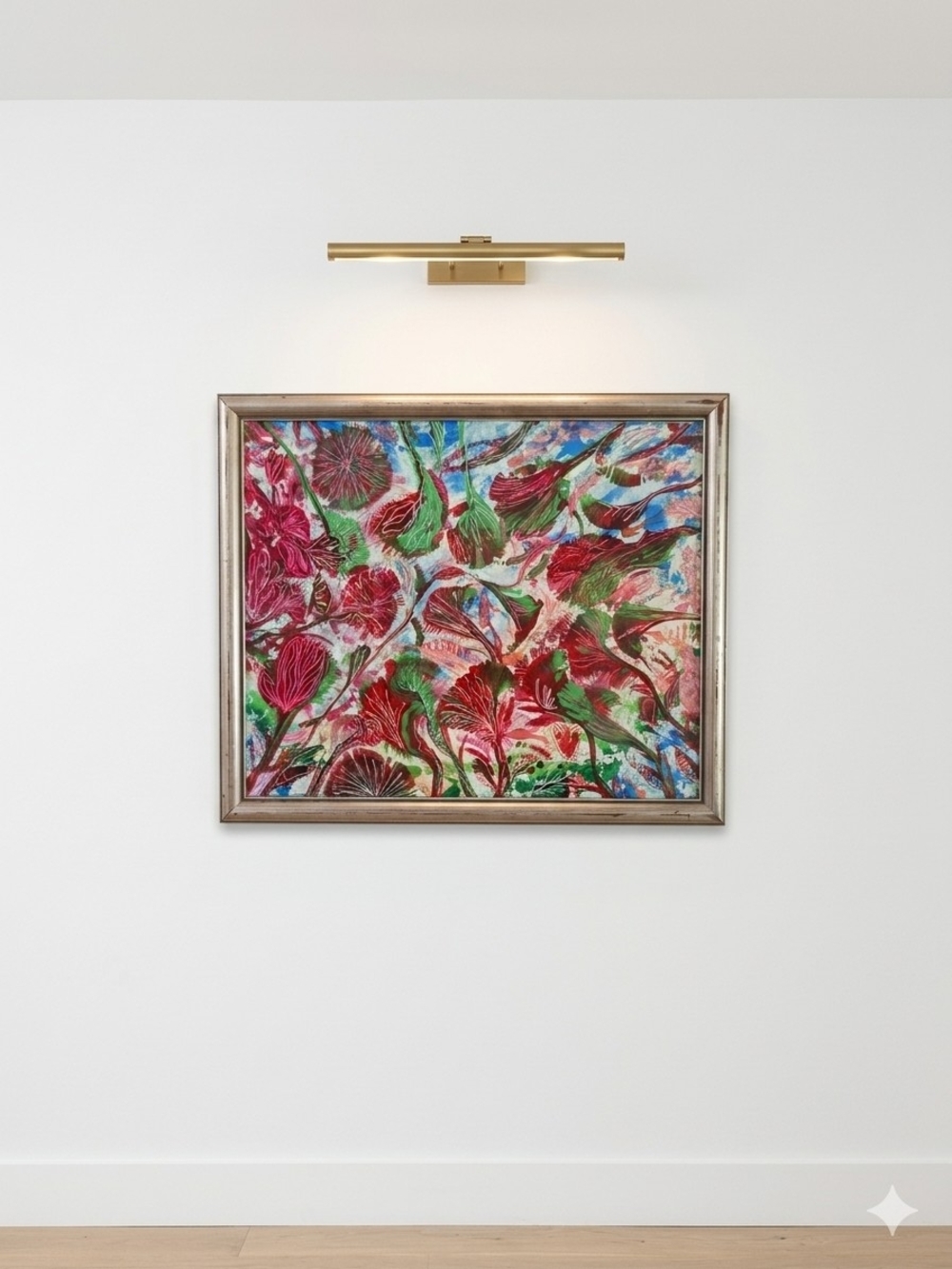 Framed Botanical Abstract Wall Art in Red and Green